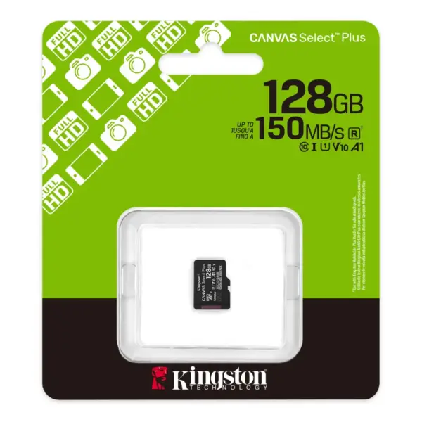 Карта пам'яті Kingston 128GB microSDXC class 10 UHS-I V10 A1 Canvas Select Plus (SDCS3/128GBSP)