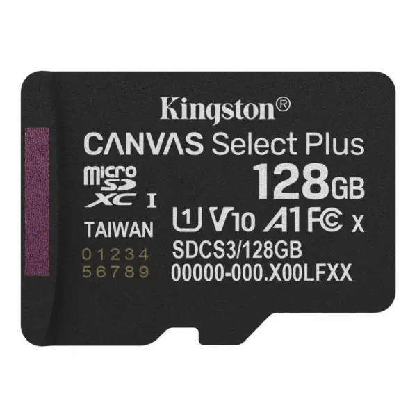 Карта пам'яті Kingston 128GB microSDXC class 10 UHS-I V10 A1 Canvas Select Plus (SDCS3/128GBSP)