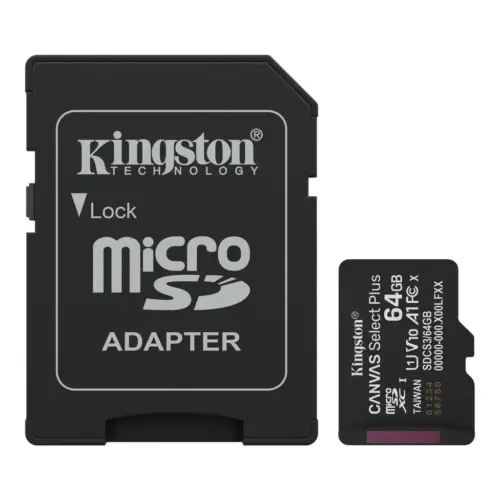 Карта пам'яті Kingston 64GB microSDXC class 10 UHS-I V10 A1 Canvas Select Plus (SDCS3/64GB)