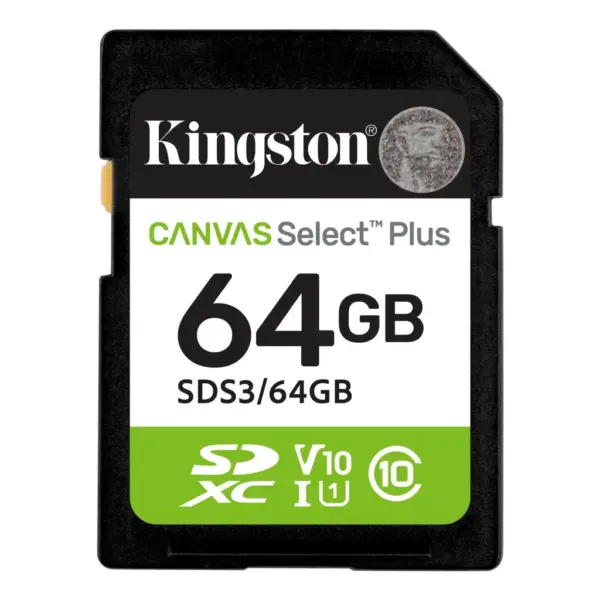 Карта пам'яті Kingston 64GB SDXC class 10 UHS-I V10 A1 Canvas Select Plus (SDS3/64GB)
