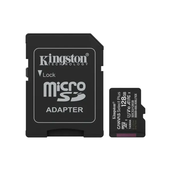 Карта пам'яті Kingston 128GB (з SD адаптером) Class 10 UHS-I U1 V10 A1 (SDCS3/128GB)