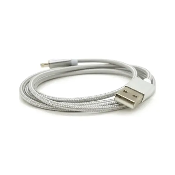 Дата кабель USB 2.0 to Lightning 1.0m 2A magnetic nylon silver Voltronic (YT-MCFB-L/S/13190/09165)