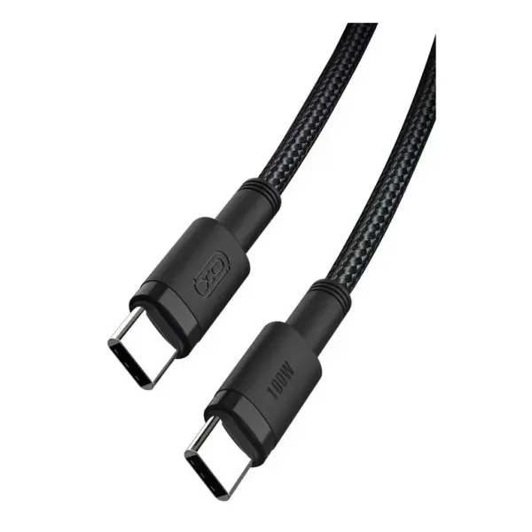 Дата кабель USB-C to USB-C 1.0m 100W braided black XO (NBQ199_С_Black)