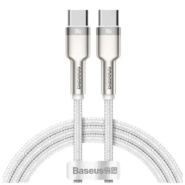 Дата кабель USB-C to USB-C 1.0m 100W metal white Baseus (CATJK-C02)