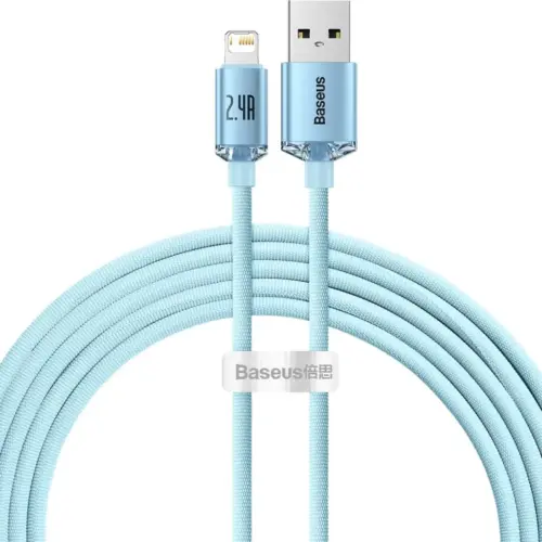 Дата кабель USB 2.0 AM to Lightning 2.0m 2.4A sky blue Baseus (CAJY001203)