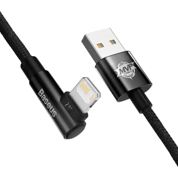 Дата кабель USB 2.0 AM to Lightning 1.0m 2.4A 90° corner black Baseus (CAVP000001)