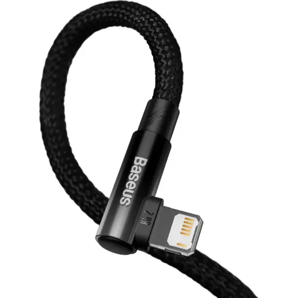 Дата кабель USB 2.0 AM to Lightning 1.0m 2.4A 90° corner black Baseus (CAVP000001)