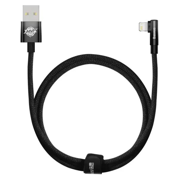 Дата кабель USB 2.0 AM to Lightning 1.0m 2.4A 90° corner black Baseus (CAVP000001)