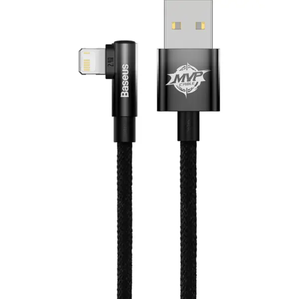 Дата кабель USB 2.0 AM to Lightning 2.0m 2.4A 90° corner black Baseus (CAVP000101)