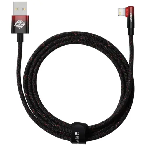 Дата кабель USB 2.0 AM to Lightning 2.0m 2.4A 90° corner black/red Baseus (CAVP000120) Дата кабель USB 2.0 AM to Lightning 2.0m 2.4A 90° corner black/red Baseus (CAVP000120)