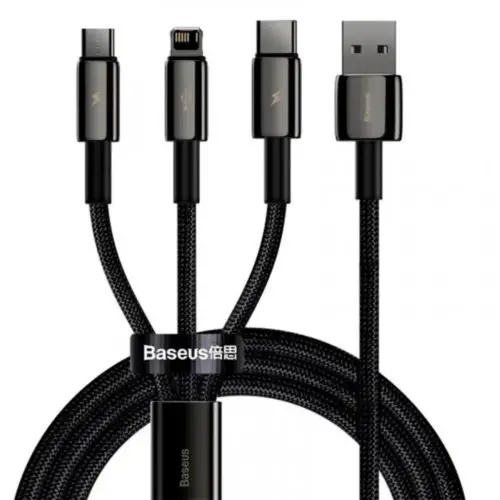 Дата кабель USB 2.0 AM to Lightning + Micro 5P + Type-C 1.5m 3.5A black Baseus (CAMLTWJ-01)