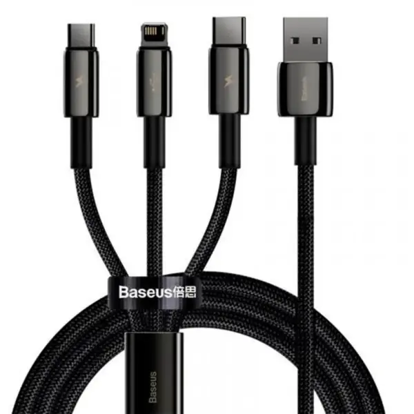 Дата кабель USB 2.0 AM to Lightning + Micro 5P + Type-C 1.5m 3.5A black Baseus (CAMLTWJ-01) Дата кабель USB 2.0 AM to Lightning + Micro 5P + Type-C 1.5m 3.5A black Baseus (CAMLTWJ-01)