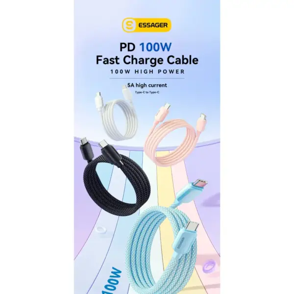 Дата кабель USB-C to USB-C 1.0m 100W white Essager (EXCTT1-WL02-P)