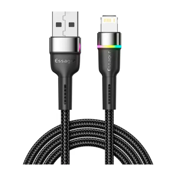 Дата кабель USB 2.0 AM to Lightning 2.0m 2.4A LED black Essager (EXCL-XCDA01)