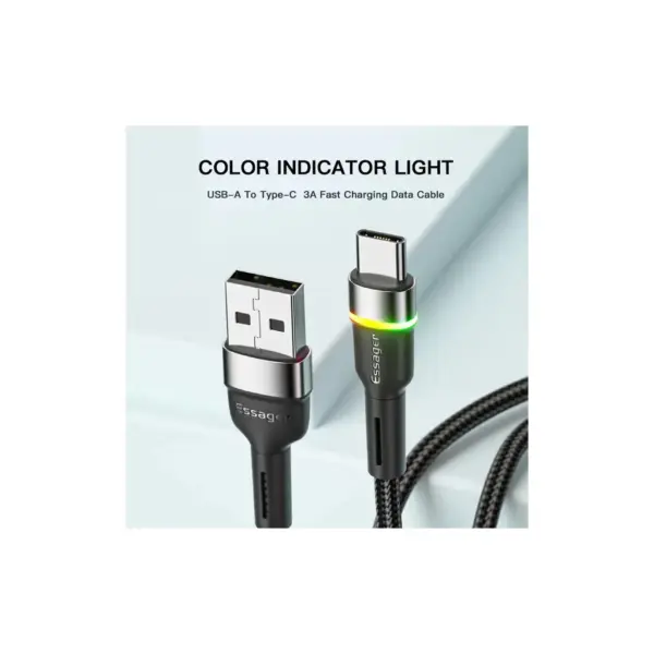 Дата кабель USB 2.0 AM to USB-C 1.0m 3A LED black Essager (EXCT-XCD01) Дата кабель USB 2.0 AM to USB-C 1.0m 3A LED black Essager (EXCT-XCD01)