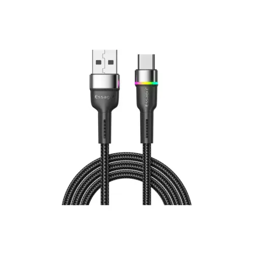 Дата кабель USB 2.0 AM to USB-C 2.0m 3A LED black Essager (EXCT-XCDA01)