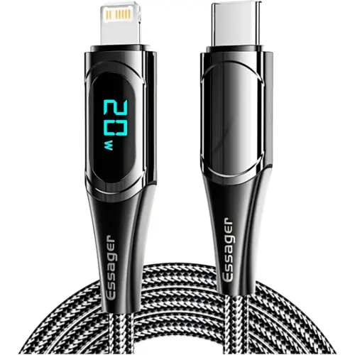 Дата кабель USB-C to Lightning 1.0m 20W Digital Display black Essager (EXCTL-YD01)