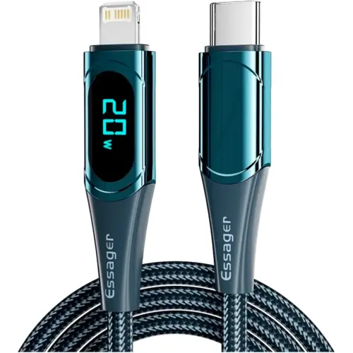 Дата кабель USB-C to Lightning 1.0m 20W Digital Display blue Essager (EXCTL-YD03) Дата кабель USB-C to Lightning 1.0m 20W Digital Display blue Essager (EXCTL-YD03)