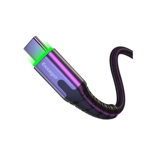 Дата кабель USB 2.0 AM to USB-C 2.0m 3A LED black Essager (EXCT-XGA0G)