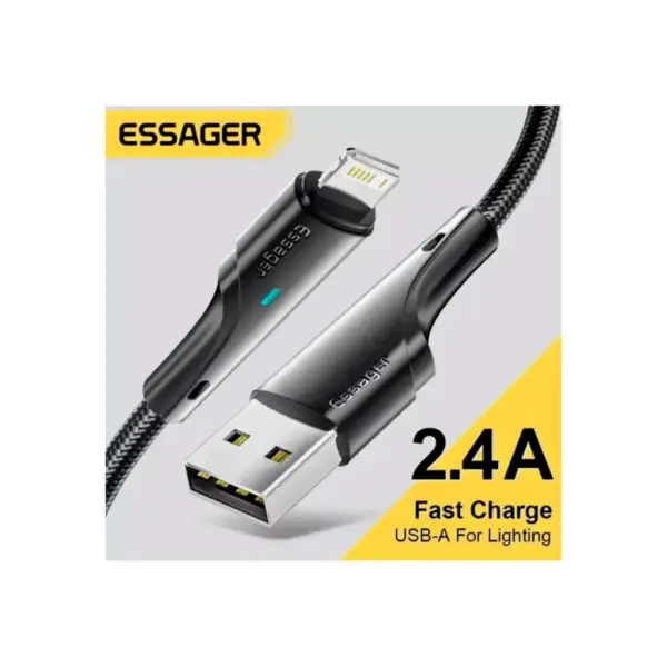 Дата кабель USB 2.0 AM to Lightning 1.0m 2.4A black Essager (EXCL-LS01)