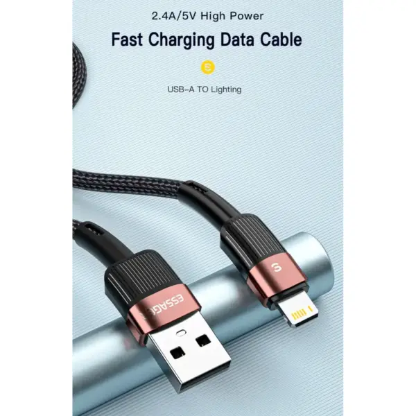 Дата кабель USB 2.0 AM to Lightning 2.0m 2.4A black Essager (EXCL-XCA01)