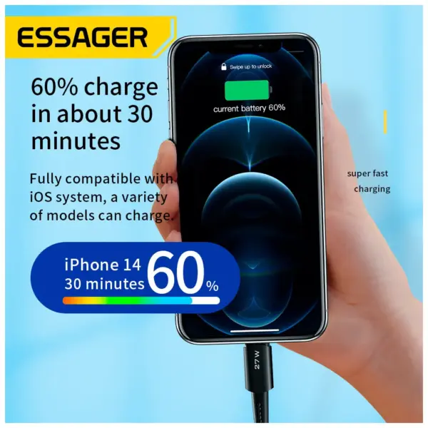 Дата кабель USB-C to Lightning 0.5m 20W black Essager (EXCTL-CGB01) Дата кабель USB-C to Lightning 0.5m 20W black Essager (EXCTL-CGB01)