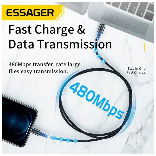 Дата кабель USB-C to Lightning 0.5m 20W black Essager (EXCTL-CGB01) Дата кабель USB-C to Lightning 0.5m 20W black Essager (EXCTL-CGB01)