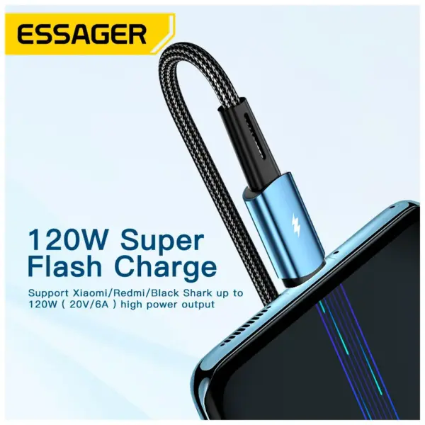 Дата кабель USB 2.0 AM to USB-C 2.0m 120W black Essager (EXC120-CGA01-P) Дата кабель USB 2.0 AM to USB-C 2.0m 120W black Essager (EXC120-CGA01-P)