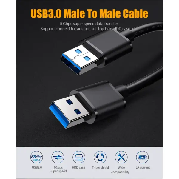 Дата кабель USB 3.0 AM/AM 2.0m 5Gbps black Essager (EXCAA-YTD01)