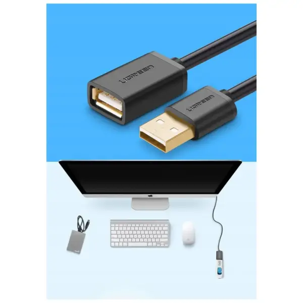 Дата кабель USB 2.0 AM/AF 1.5m US103 black Ugreen (10315)
