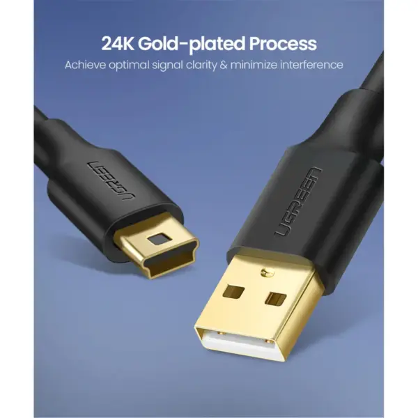Дата кабель USB 2.0 AM to Mini 5P 1.5m US132 black Ugreen (10385)
