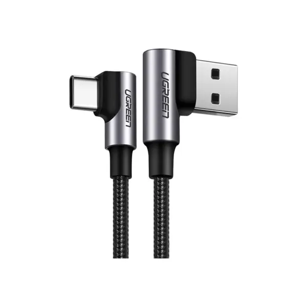 Дата кабель USB 2.0 AM to USB-C 2.0m 3A 90° corner US176 black Ugreen (20857)