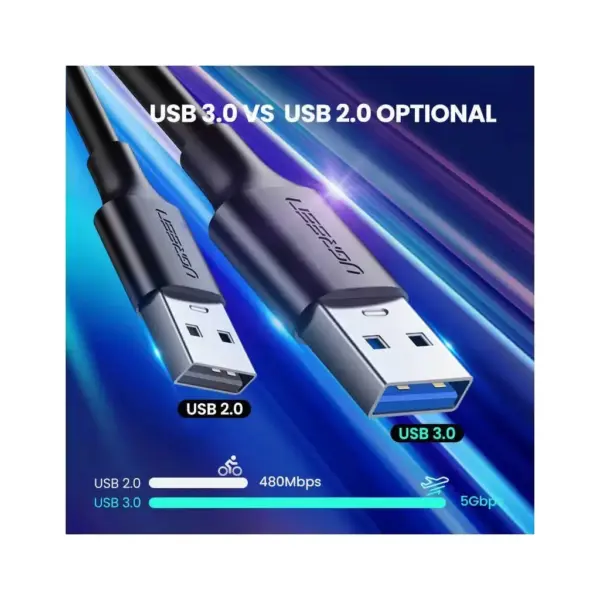 Дата кабель USB 3.0 AM to USB-C 1.5m 3A US184 black Ugreen (20883)