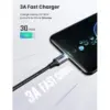 Дата кабель USB-C to USB-C 0.5m 3A 60W 90° corner US255 black/gray Ugreen (50122) Дата кабель USB-C to USB-C 0.5m 3A 60W 90° corner US255 black/gray Ugreen (50122)