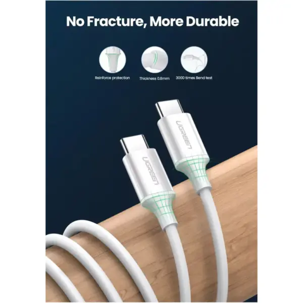 Дата кабель USB-C to USB-C 0.5m 3A 60W US264 white Ugreen (60517)