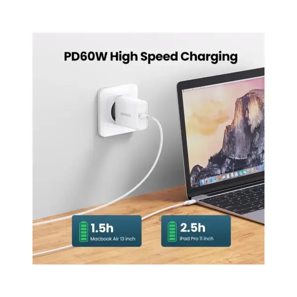 Дата кабель USB-C to USB-C 0.5m 3A 60W US264 white Ugreen (60517)