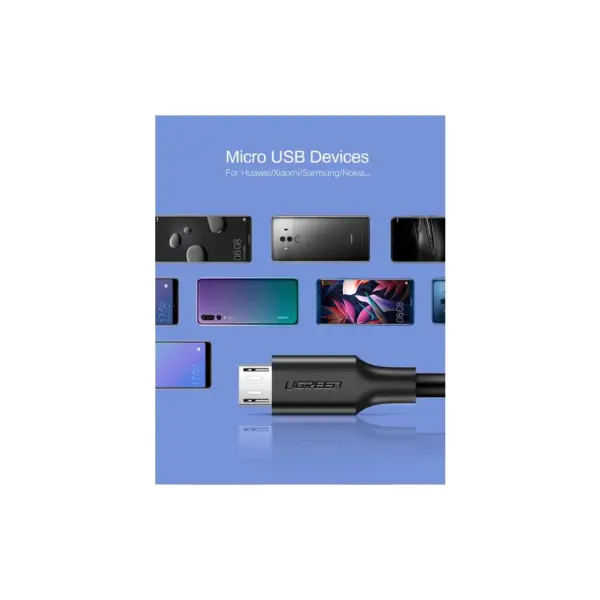 Дата кабель USB 2.0 AM to Micro 5P 0.25m 2A US289 black Ugreen (60134)