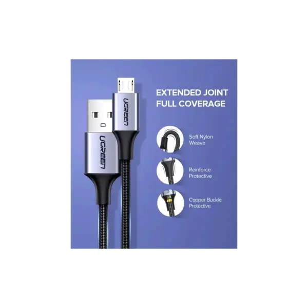 Дата кабель USB 2.0 AM to Micro 5P 1.5m 2A US290 black Ugreen (60147)