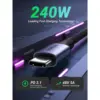 Дата кабель USB-C to USB-C 1.0m 240W US535 space gray Ugreen (15311)