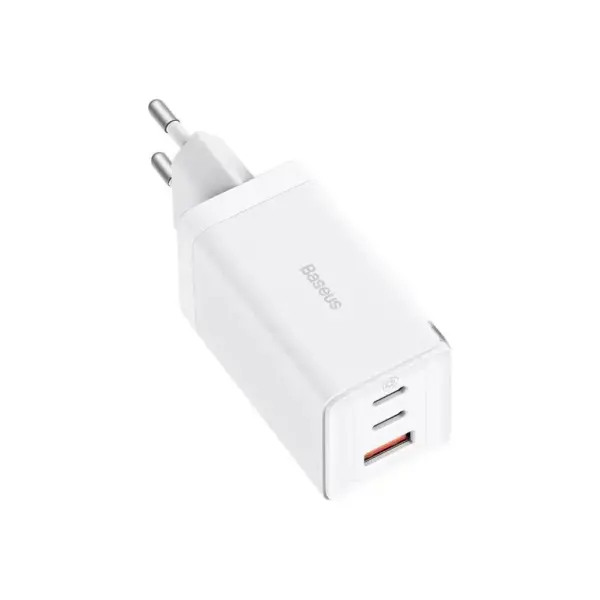 Зарядний пристрій Baseus 2xUSB-C 65W + 1xUSB GaN + cable USB-C to USB-C 100W 1.0m white (CCGP120202)