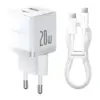 Зарядний пристрій Baseus 1xUSB-C 20W + 1xUSB white + cable USB-C to USB-C 60W 1.0m (P10111608213-01)