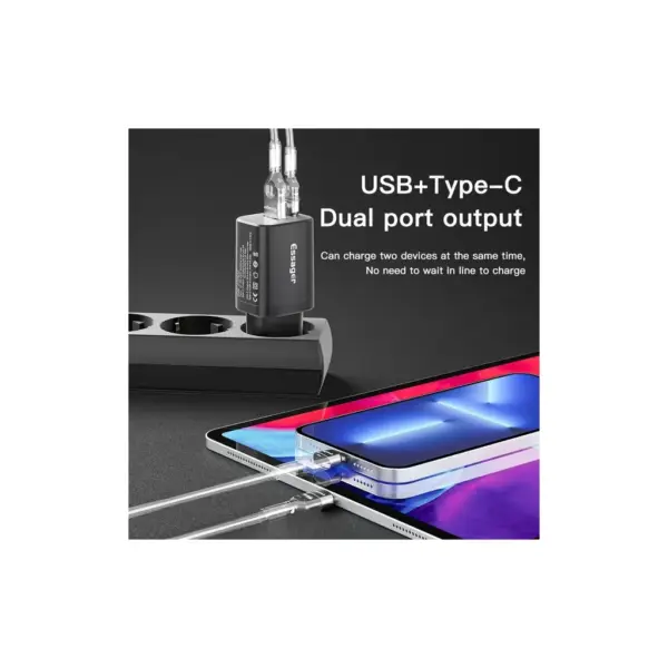 Зарядний пристрій Essager 1xUSB + 1xUSB-C PD30W black (ECTPQS-ZTB01)