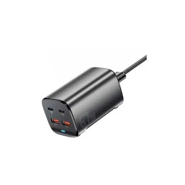 Зарядний пристрій Essager 2xUSB-C + 2xUSB 67W GaN (ECT2AC-JYB0G-Z)