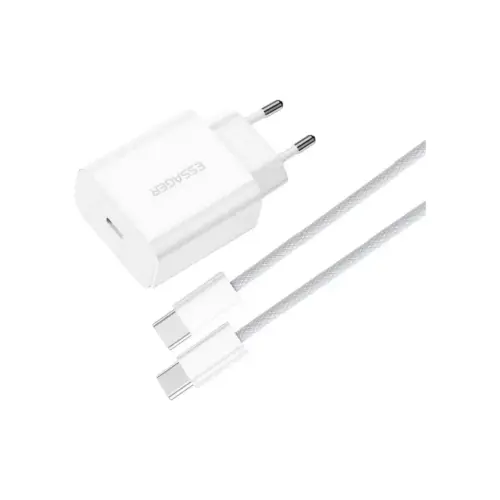 Зарядний пристрій Essager USB-C PD20W + cable USB-C to USB-C white (EFJB02-JSTT2-T)