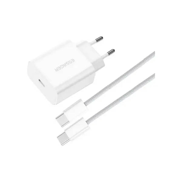 Зарядний пристрій Essager USB-C PD20W + cable USB-C to USB-C white (EFJB02-JSTT2-T)