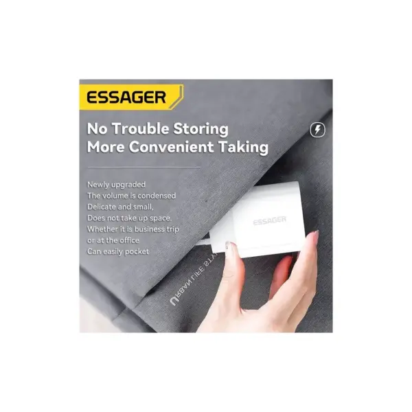 Зарядний пристрій Essager USB-C PD20W + cable USB-C to Lightning white (EFJB02-XBL02-T)