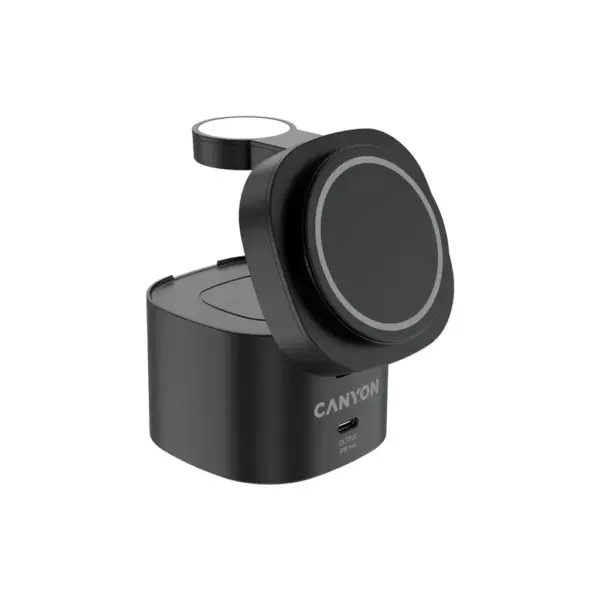 Зарядний пристрій Canyon 4-in-1 wireless charging stand 30W + cable 1.0m black (CNS-WCS405BW/A)