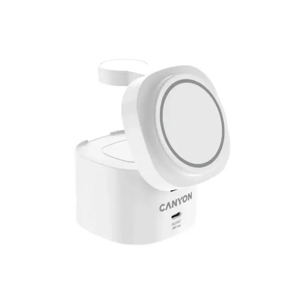 Зарядний пристрій Canyon 4-in-1 wireless charging stand 30W + cable 1.0m white (CNS-WCS405WW/A)