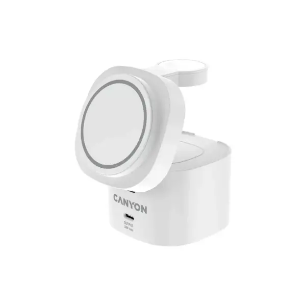 Зарядний пристрій Canyon 4-in-1 wireless charging stand 30W + charger 65W + cable 1.0m white (CNS-WCS405W)