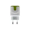 Зарядний пристрій Patron 2xUSB 2.0 2A/1A white/green (PN-2USB-220V-G)